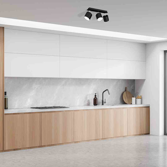 Eko Light Dixie Dreifach Spot mit Fassung GX53 in Schwarz Farbe