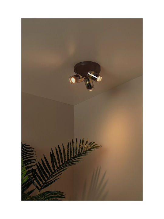 Lucide Lightning Upton Τριπλό Σποτ με Ντουί GU10 σε Γκρι Χρώμα
