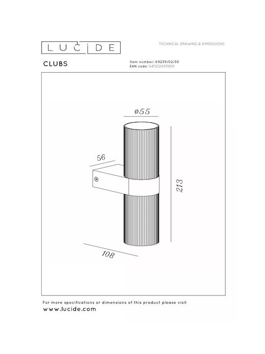 Lucide Lightning Clubs Διπλό Σποτ με Ντουί GU10 σε Μαύρο Χρώμα