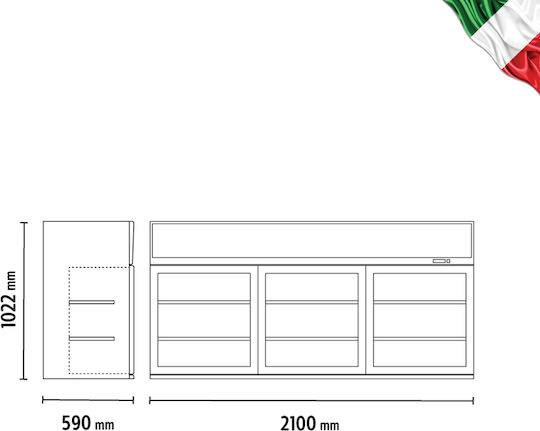 Klimaitalia Фризерна Витрина с 4 Нива с Капацитет 559лт 210x59x102.2см Alaska 210