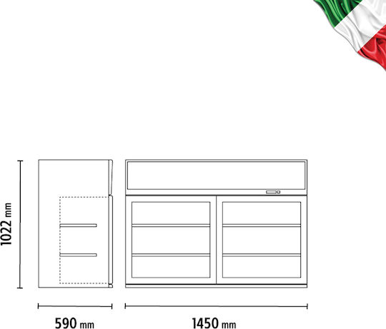 Klimaitalia Freezing Showcase Floor with 4 Levels with Capacity 373lt 145x59x102.2cm Alaska Top 145