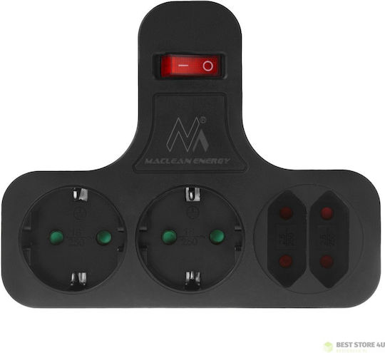 Maclean Energy Power Strip 4 Sockets with Switch without Cable
