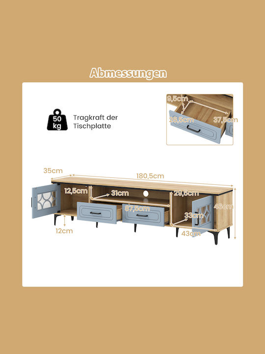 Stand TV Albastru Bambus L180.5xA35xÎ46cm