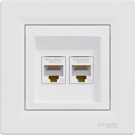 Schneider Electric Asfora Double Network Socket RJ45 Cat5 White EPH4400121