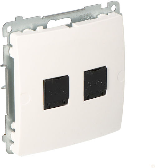 Kontakt-Simon Doppelte Netzwerksteckdose RJ45 mit Gehäuse Typ Cat6 in Schwarz Farbe BM62.01/11