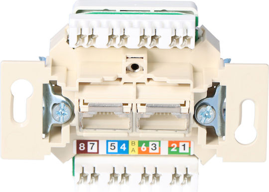Hager Uae Διπλή Πρίζα Δικτύου RJ45 Τύπου Cat5e 534576
