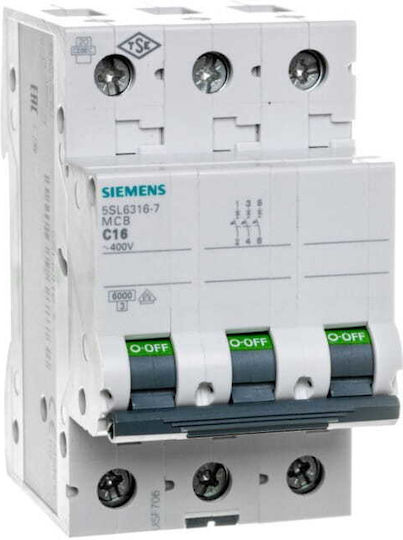Siemens Siguranță automată 16A Tripolară AC 5SL6316-7