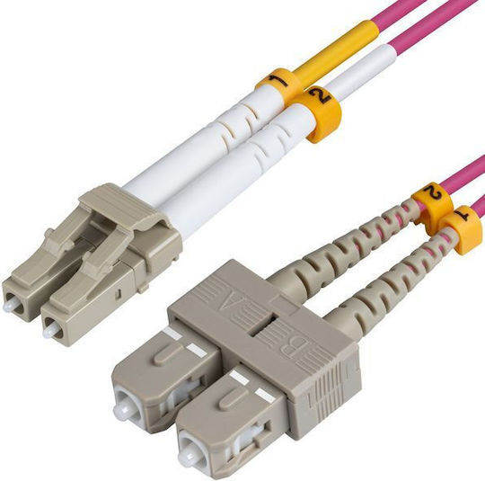Microconnect Cablu de fibră optică LC/UPC-SC/UPC 0.5m Roz 1buc