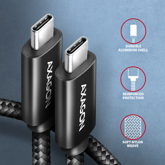 Axagon USB 2.0 Cable USB-C male - USB-C 240W PD Μαύρο 10m AKAXNTUCM2CM10A