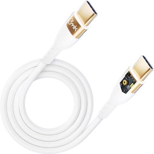 3MK Cablu HyperSilicone USB 2.0 USB-C Masculin - USB-C 100W Alb 2m 3MK4022