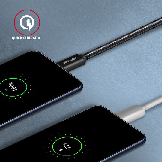Axagon Braided USB 3.2 Cable USB-C male - USB-C 60W PD Μαύρο 2m BUCM3-CM20AB
