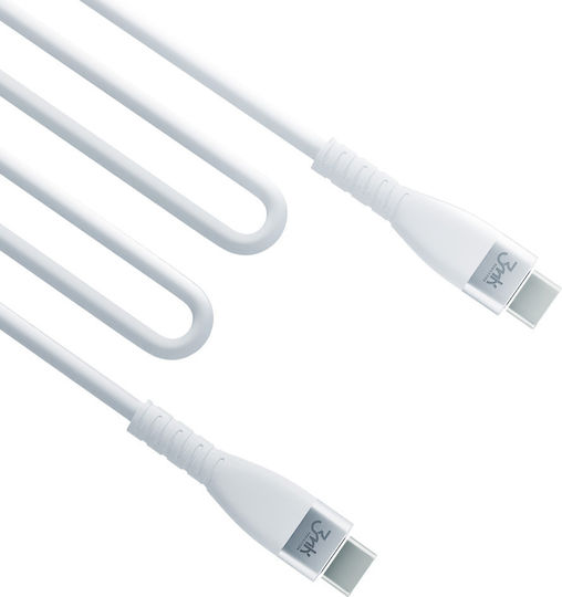 3MK Hyper Silicone USB 2.0 Cable USB-C male - USB-C 60W Λευκό 1m