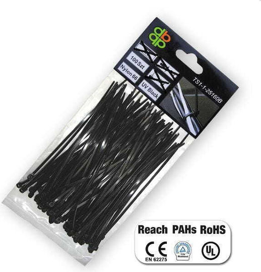 Bradas Plastic Cable Ties 200mmx4.8mm In Black Colour 100 Pieces 0837-1462