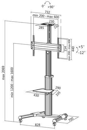 LogiLink Βάση Δαπέδου Οθόνης έως 70" με Ροδάκια Ασημί (BP0025)