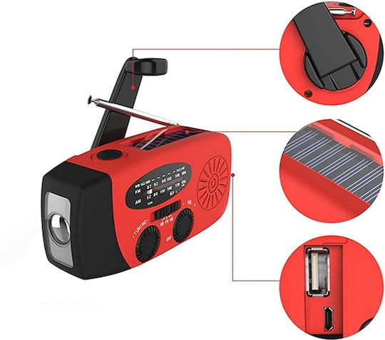 Verk Group 95p Φορητό Ραδιόφωνο Ηλιακό με USB Μπλε