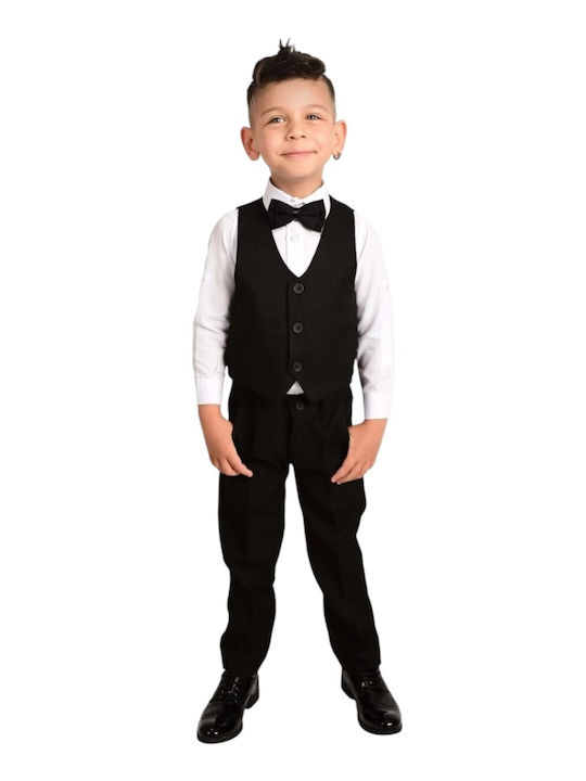 TakTakBaby Baptism Suit with Vest for Boys Black 5 Pieces