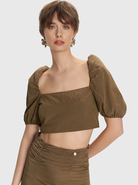 Pentru Femei Crop Top Brown