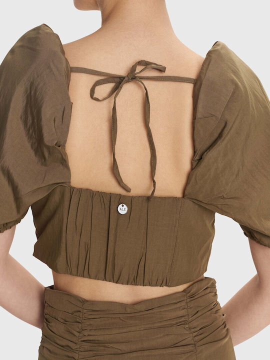 Pentru Femei Crop Top Brown