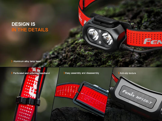 Fenix Rechargeable Headlamp LED IP66 with Maximum Brightness 1300lm Black