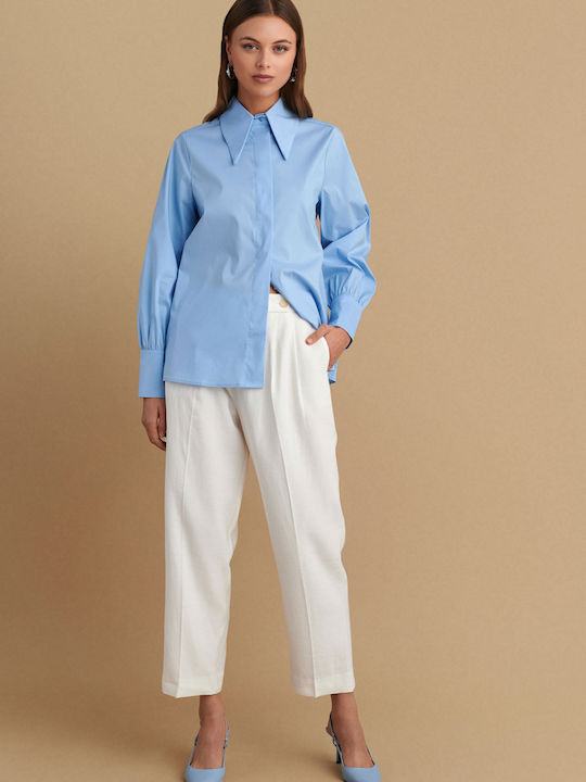 Langärmelig Damen Hemd Blue