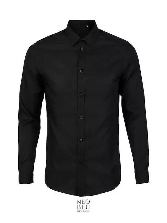 Long-sleeved Cotton Shirt Deep Black