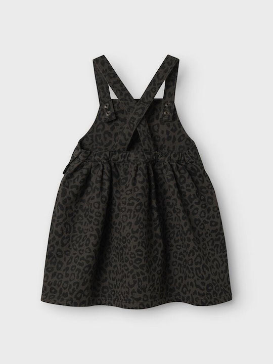 Παιδικό Φόρεμα Αμάνικο Animal Print Καφέ, Μαύρο