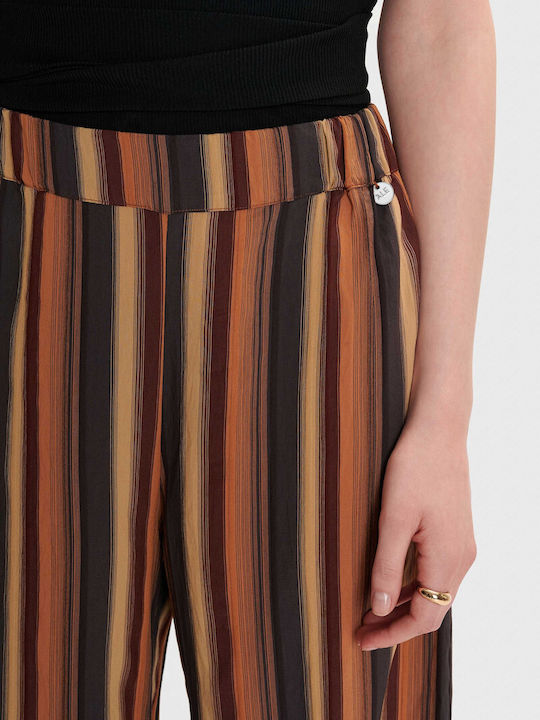 Women's Fabric Trousers Striped Multicolor