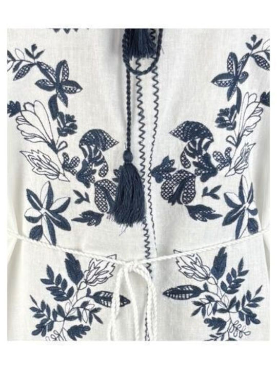 Καλοκαιρινό Midi Φόρεμα White/blue