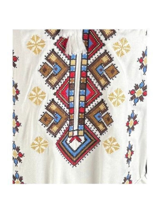 Καλοκαιρινό Midi Φόρεμα White, Brown