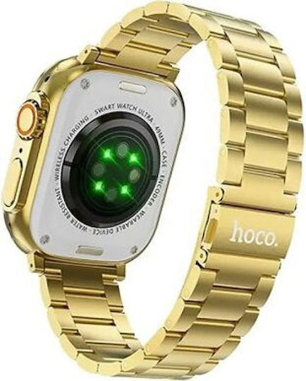 Hoco Y12 Ultra Смартчасовник с Пулсомер (Light gold)