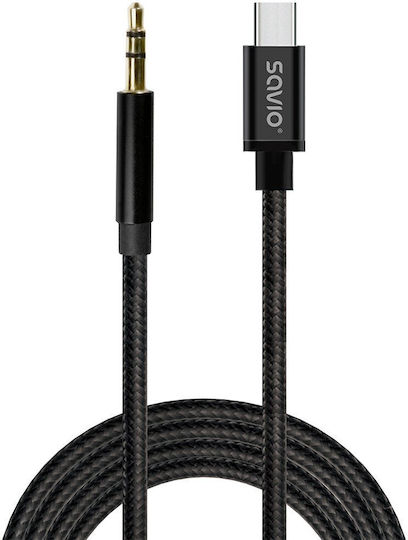 Savio USB 2.0 Cable USB-C male - 3.5mm Black 1m