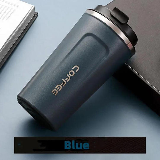 Uncle George Glass Thermos Stainless Steel / Aluminum BPA Free 510ml Mouthpiece Blue with Mouthpiece