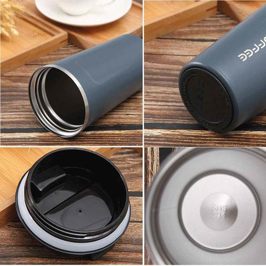 Uncle George Glass Thermos Stainless Steel / Aluminum BPA Free 510ml Mouthpiece Blue with Mouthpiece