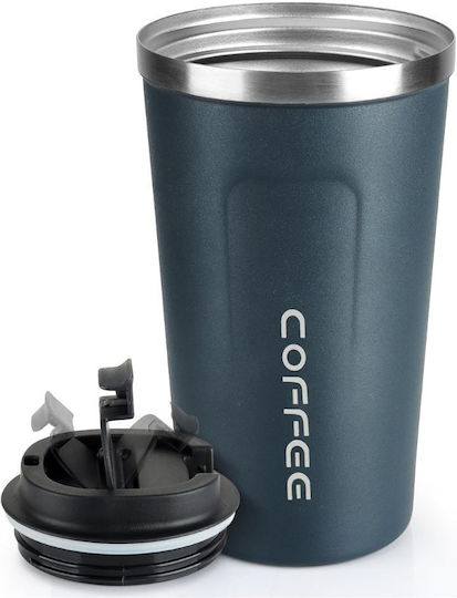 Uncle George Glass Thermos Stainless Steel / Aluminum BPA Free 510ml Mouthpiece Blue with Mouthpiece
