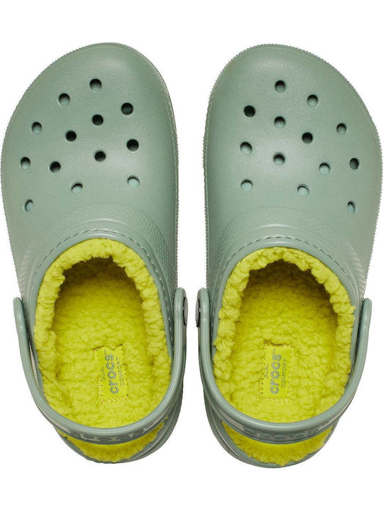 Kids Slippers Green Classic Lined Clog