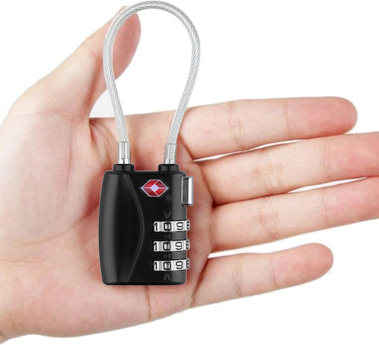 Ch Padlock with Cable Combination 30mm Black 1pcs