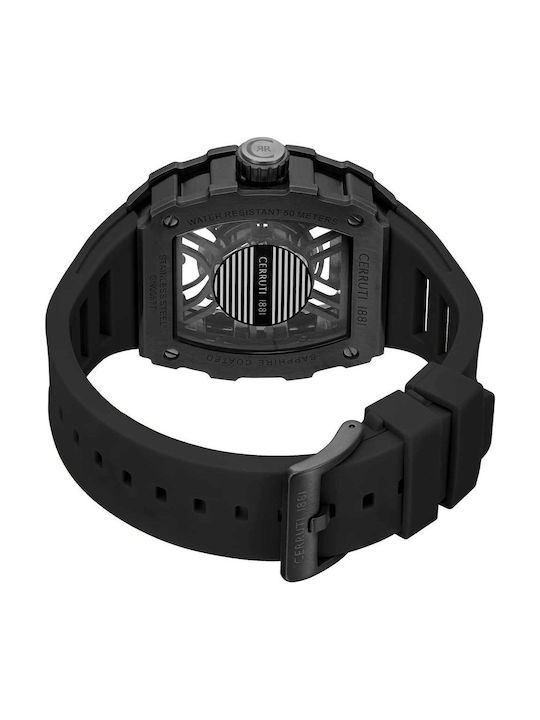Cerruti Digital Men's Watch Battery with Black Rubber Strap