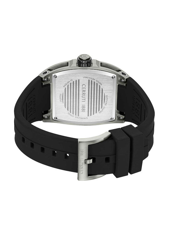 Cerruti Men's Watch Battery with Black Rubber Strap