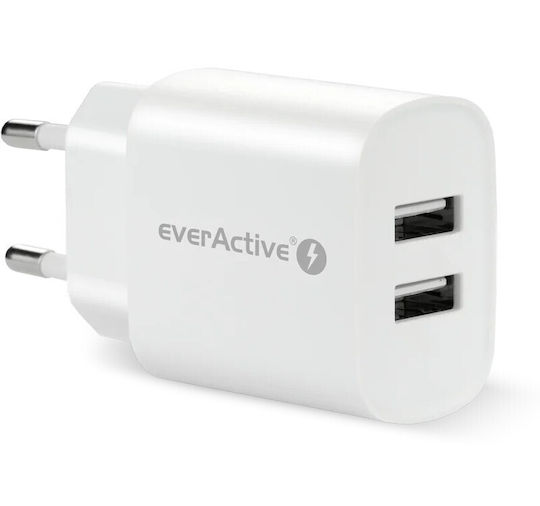 everActive Charger Without Cable with 2 USB-A Ports 12W Whites (SC-220)