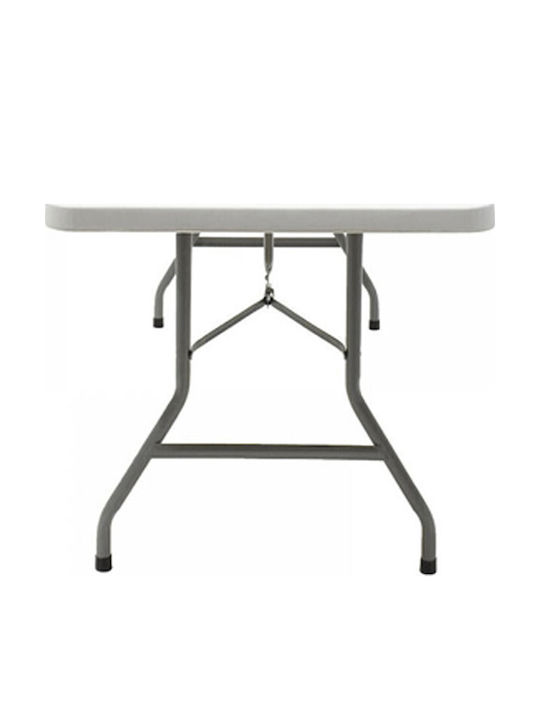 Plastic Catering Outdoor Foldable Table with Metal Frame White 120x60x74cm