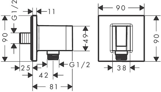 Fixfit E Επιτοιχο Στηριγμα Ντους Χρωμε 26889000 Hansgrohe