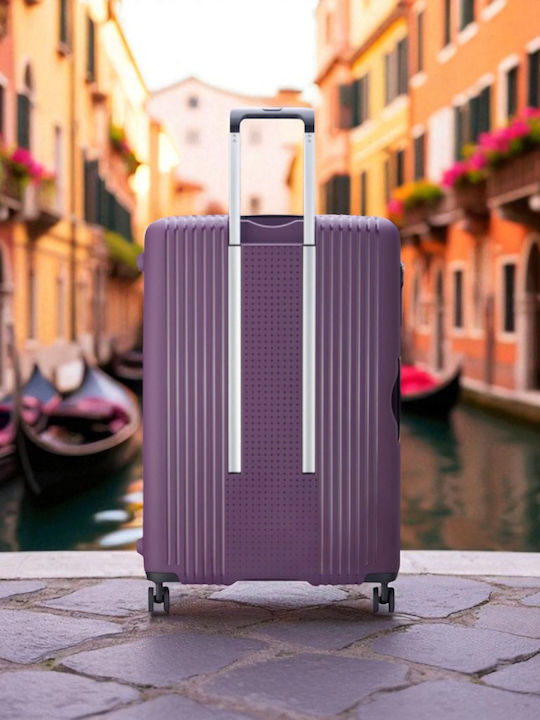 Delsey Ordener Cabin Travel Suitcase Hard Purple with 4 Wheels Height 55cm