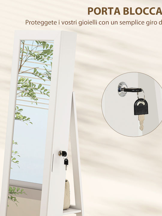 HomCom Καθρέπτης με Λευκό Ξύλινο Πλαίσιο 161x55cm
