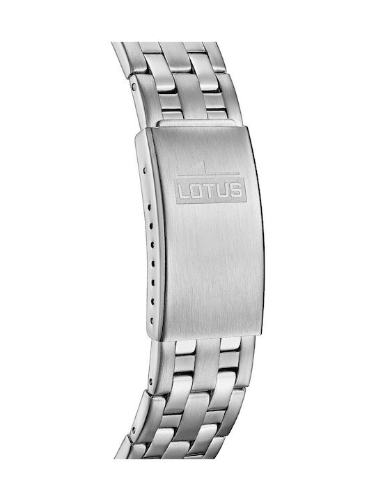 Lotus Watches Ανδρικό Ρολόι Χρονογράφος Μπαταρίας με Ασημί Μεταλλικό Μπρασελέ