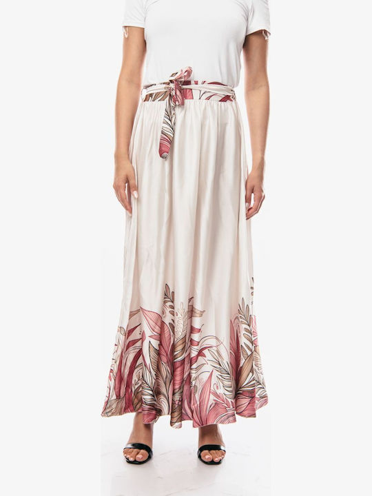 Hoch tailliert Maxi Rock Pink