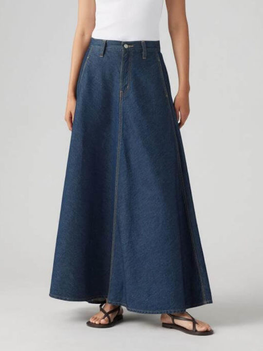 Denim Maxi Fustă Dark Blue
