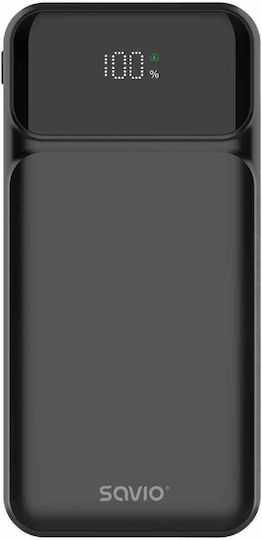 Savio BA-08 Power Bank 10000mAh με Θύρα USB-A και 2 Θύρες USB-C Μαύρο