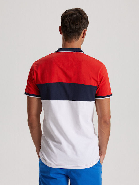 Diverse Polo Bluza Tricou Cu Mânecă Scurtă Bay Alb-Roșu