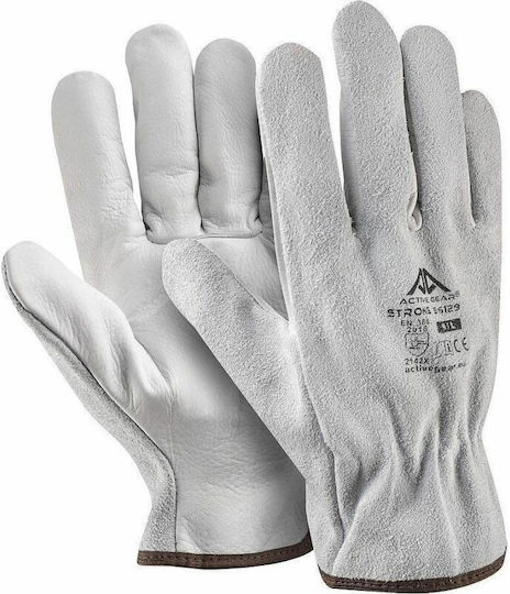 Active Gear Γάντια Εργασίας Οδηγού Λευκά Δερμάτινα