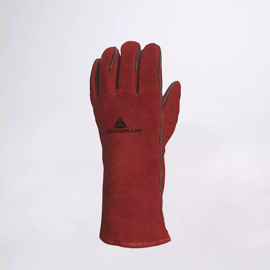 Delta Plus Gloves for Work Welding Red Leather/Cotton 1pcs